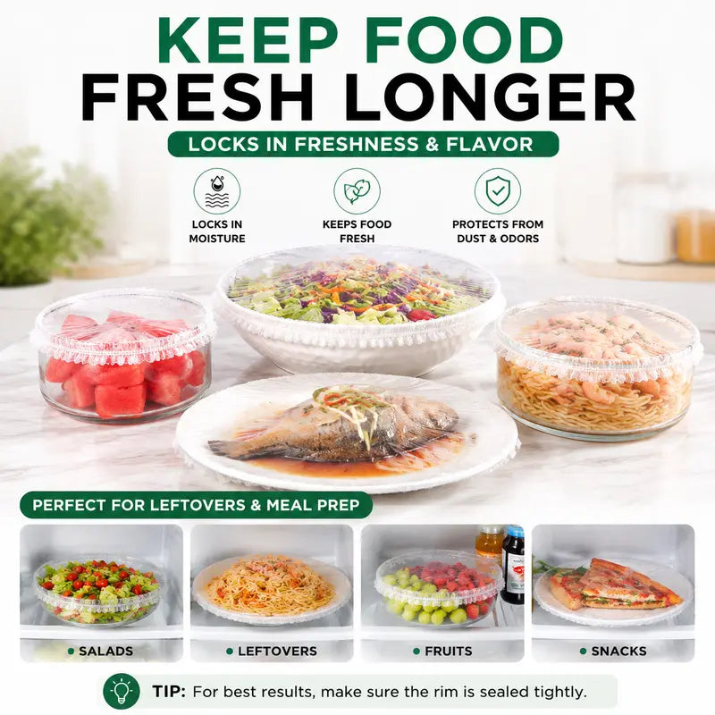 100PCS Stretch Food Covers – Quick & Easy Food Storage