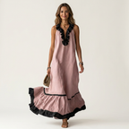 Women's Ruffle Trim Maxi Dress