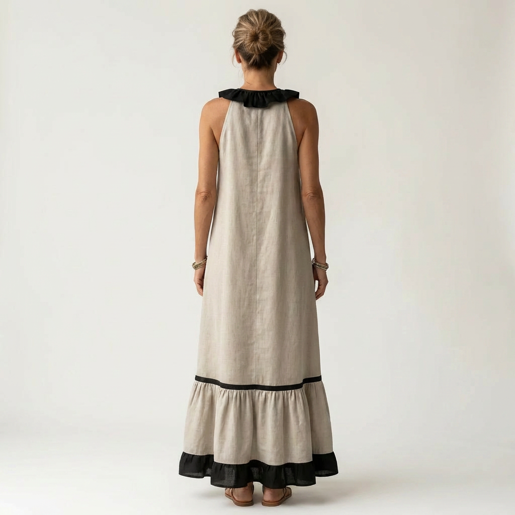 Women's Ruffle Trim Maxi Dress