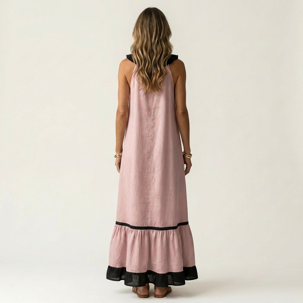 Women's Ruffle Trim Maxi Dress