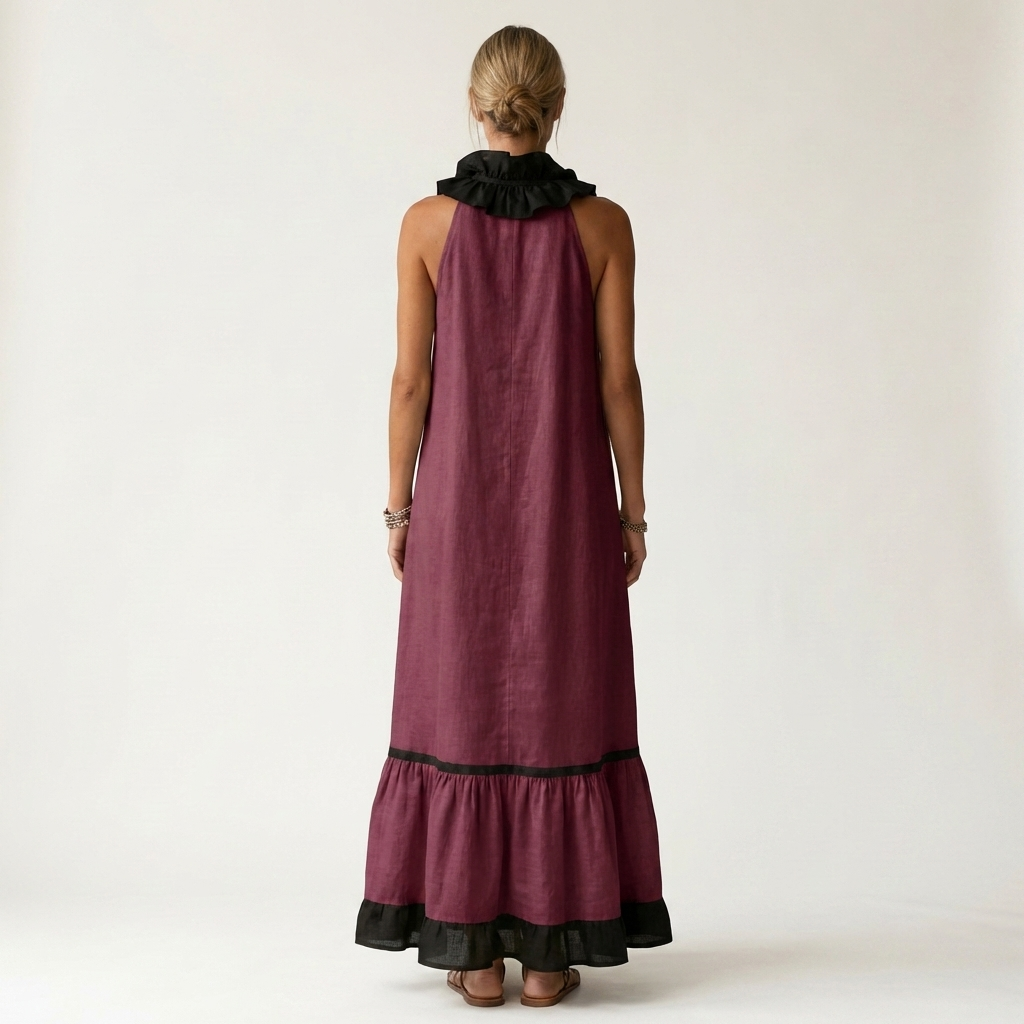 Women's Ruffle Trim Maxi Dress