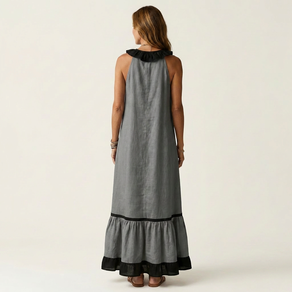 Women's Ruffle Trim Maxi Dress