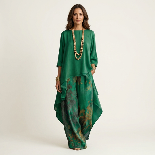Women's Elegant Two Piece Wide Leg Pants Set
