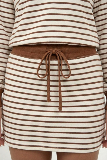 Striped Polo Skort Set – Collared Top & Built-in Shorts