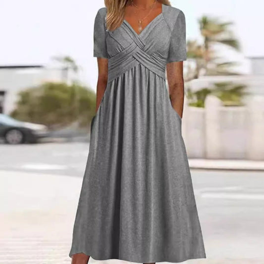 Women's Elegant V-Neck Summer Maxi Dress