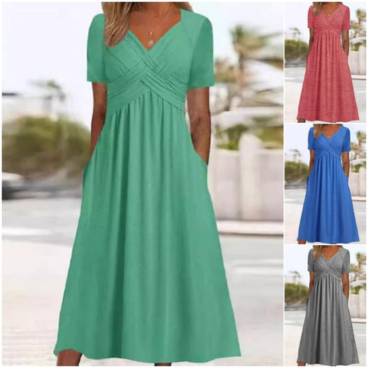 Women's Elegant V-Neck Summer Maxi Dress