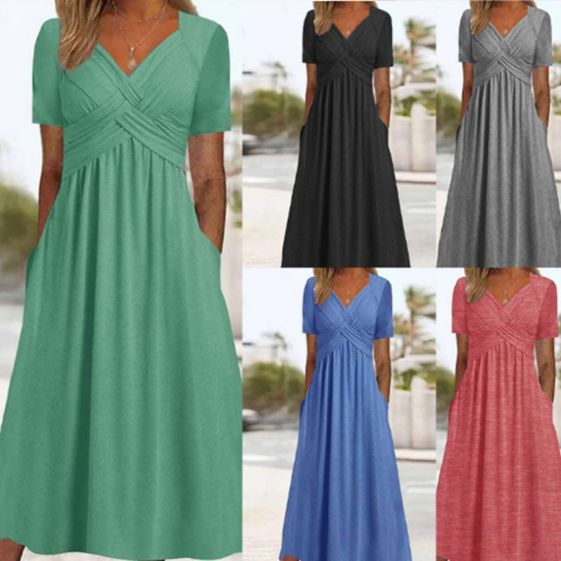 Women's Elegant V-Neck Summer Maxi Dress