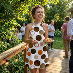 Women's Halter Neck Polka Dot A Line Dress