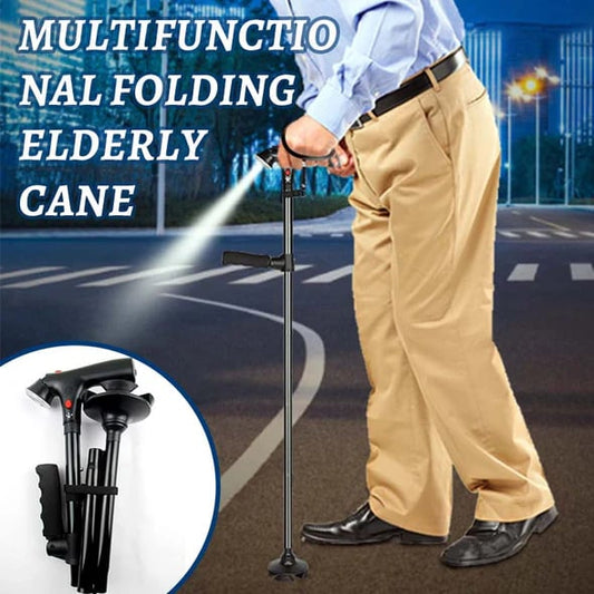 Multifunction Folding Walking Cane with LED Light & Alarm