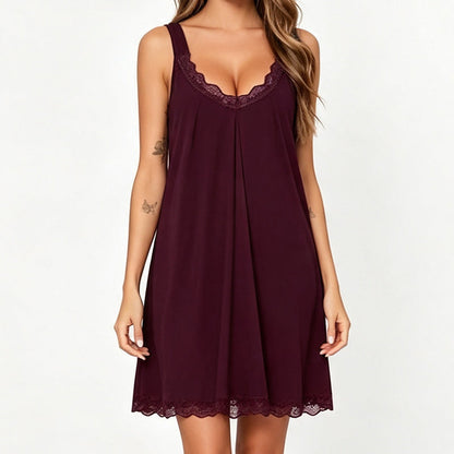 Women's Lace V Neck Modal Nightdress