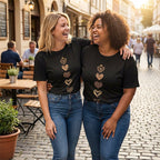 Women's Heart Print Casual Short Sleeve T-Shirt