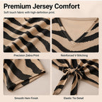 Women's V Neck Zebra Print Tie Front Casual T-Shirt