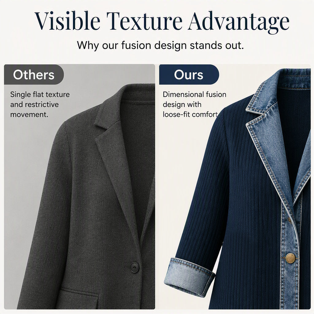 Women's Denim Patchwork Knit Cardigan Jacket
