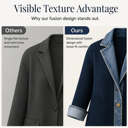 Women's Denim Patchwork Knit Cardigan Jacket