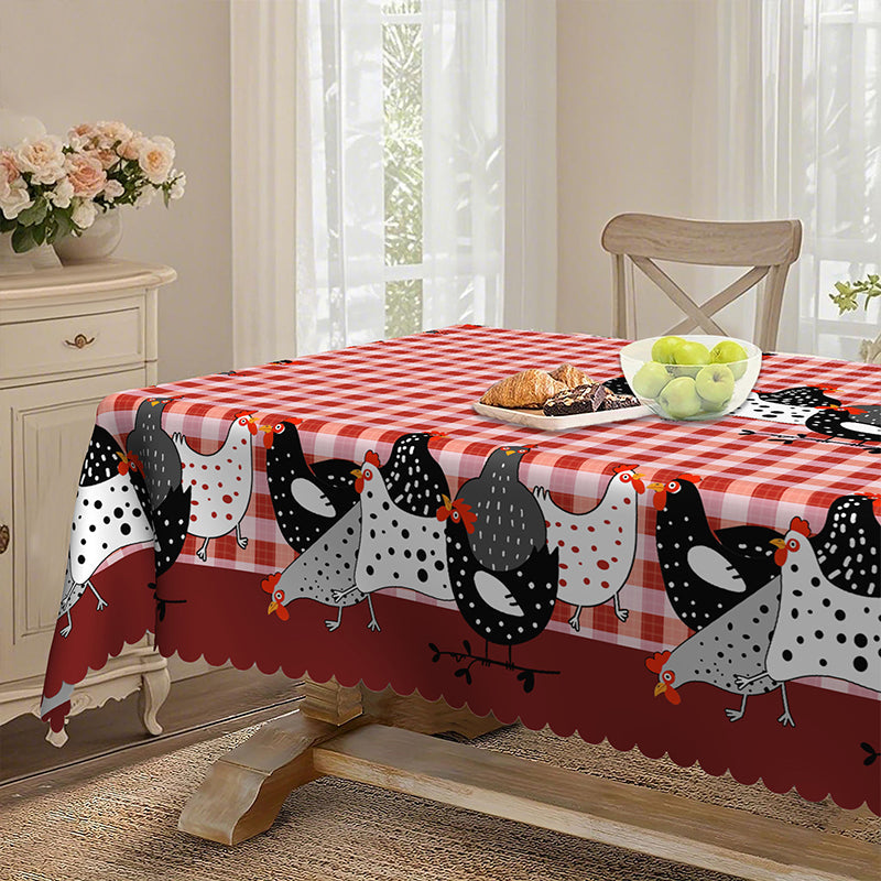 Farmhouse Rooster Plaid Tablecloth