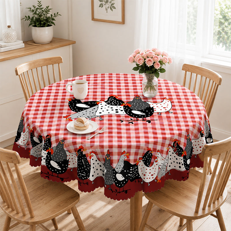 Farmhouse Rooster Plaid Tablecloth