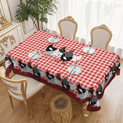 Farmhouse Rooster Plaid Tablecloth