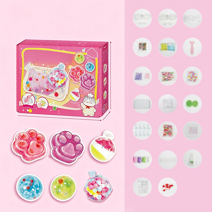 DIY Crystal Squishy Toy Kit – Cute Paw & Dessert Craft Set