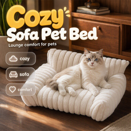 Cozy Sofa Pet Bed | Soft Plush Couch for Cats & Small Dogs