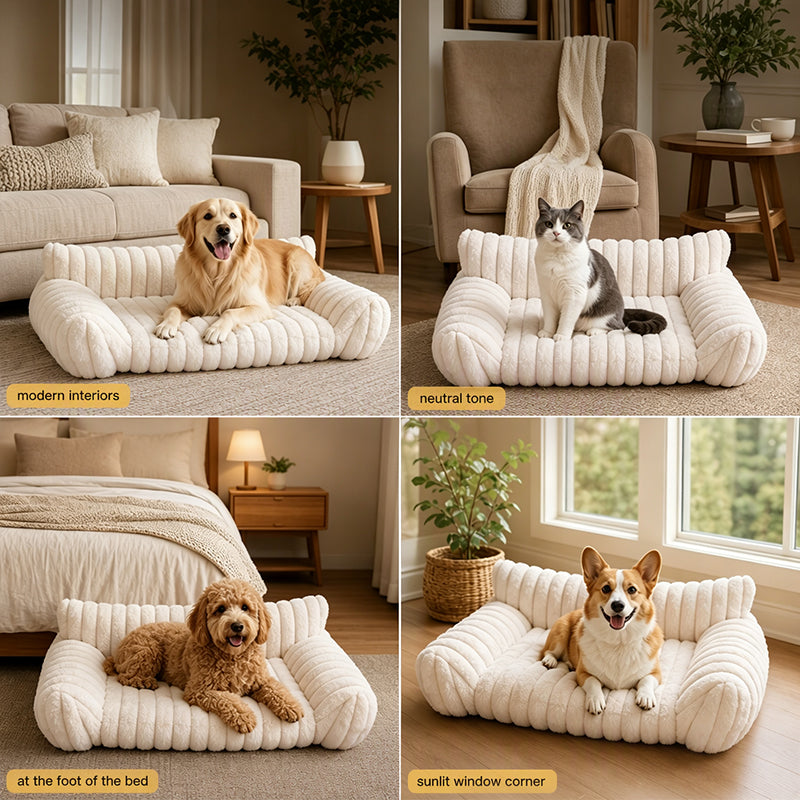 Cozy Sofa Pet Bed | Soft Plush Couch for Cats & Small Dogs