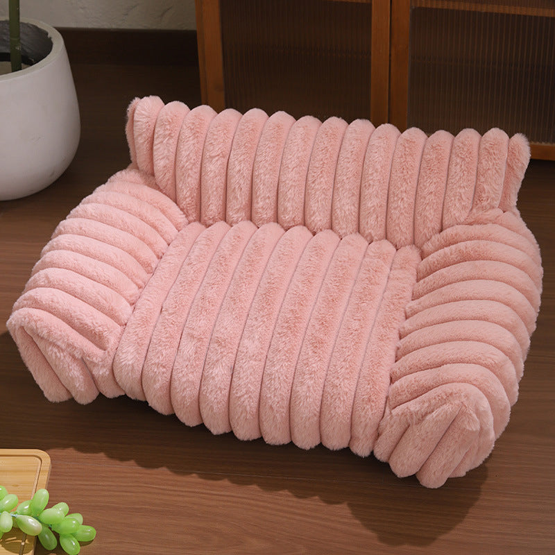Cozy Sofa Pet Bed | Soft Plush Couch for Cats & Small Dogs