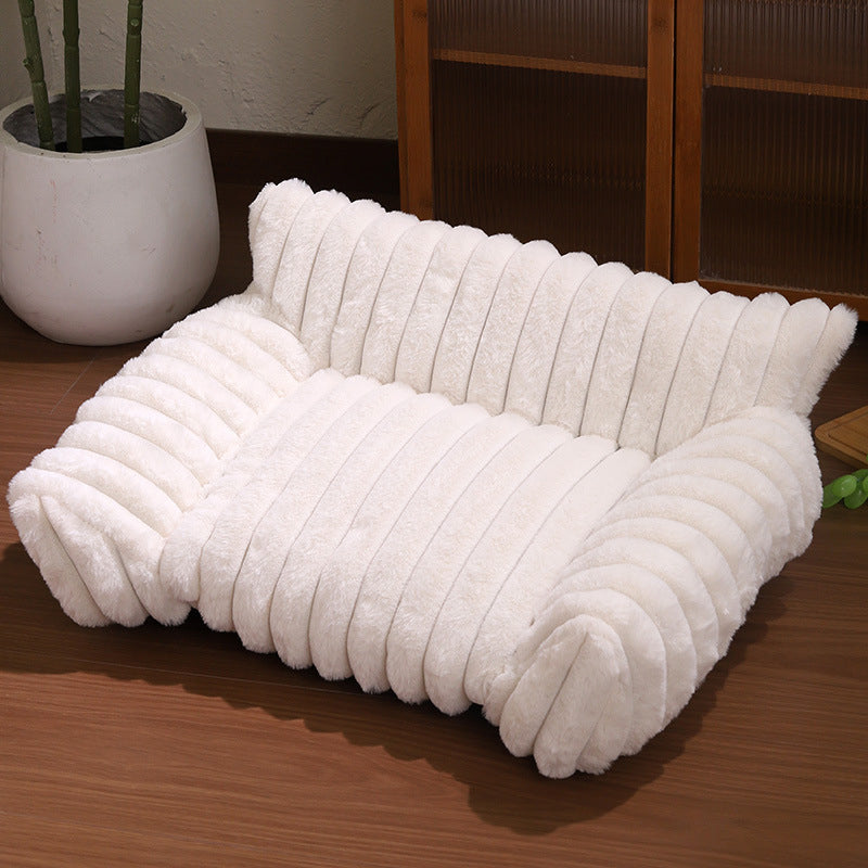 Cozy Sofa Pet Bed | Soft Plush Couch for Cats & Small Dogs