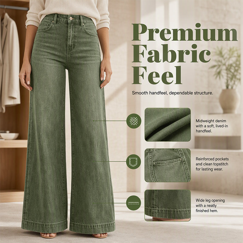 Women's High-Waisted Vintage Wash Wide-Leg Jeans