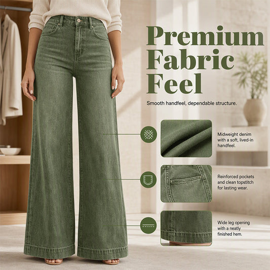 Women's High-Waisted Vintage Wash Wide-Leg Jeans