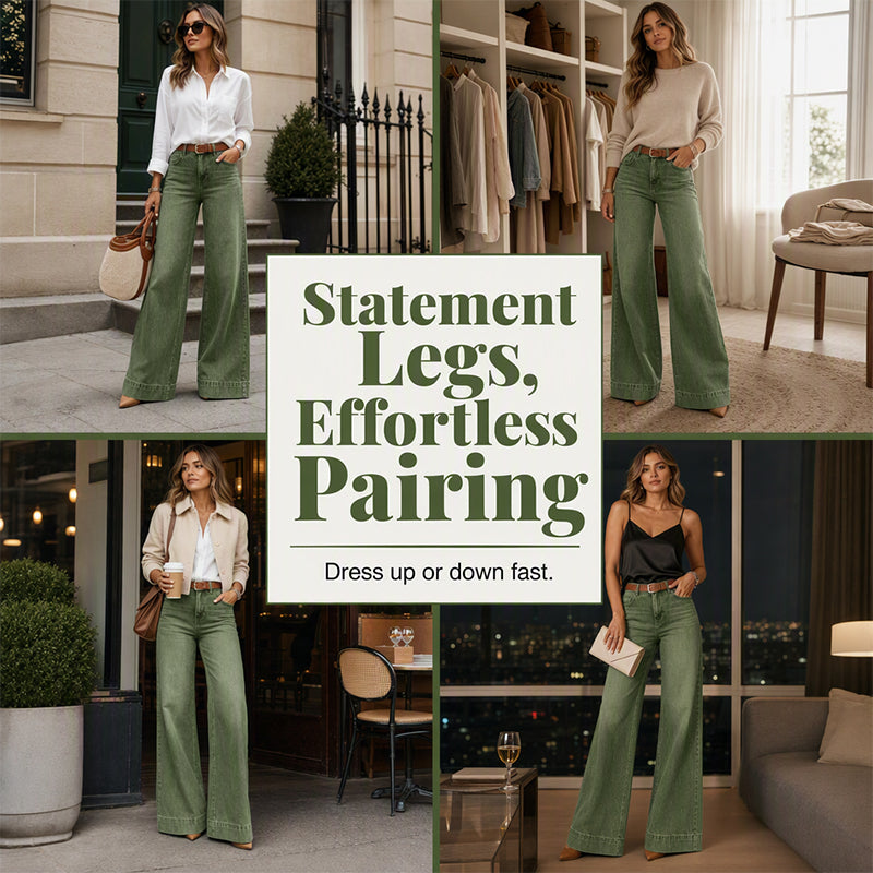 Women's High-Waisted Vintage Wash Wide-Leg Jeans