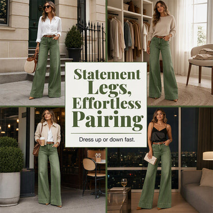 Women's High-Waisted Vintage Wash Wide-Leg Jeans