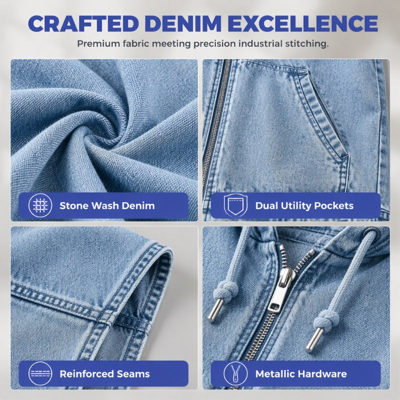 Women's Casual Hooded Denim Vest Jacket