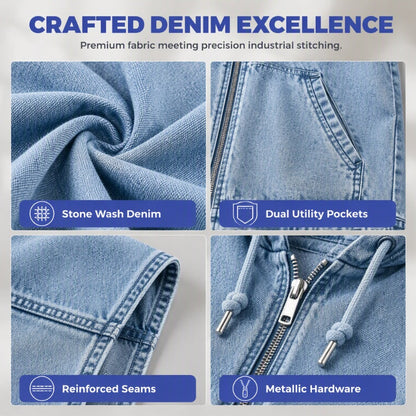 Women's Casual Hooded Denim Vest Jacket