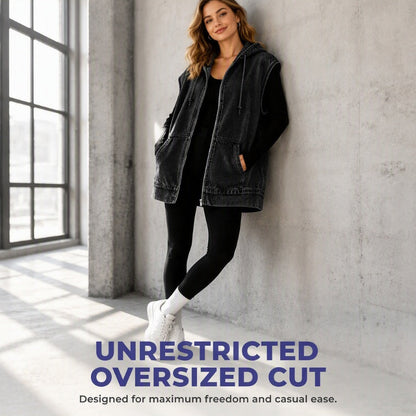 Women's Casual Hooded Denim Vest Jacket