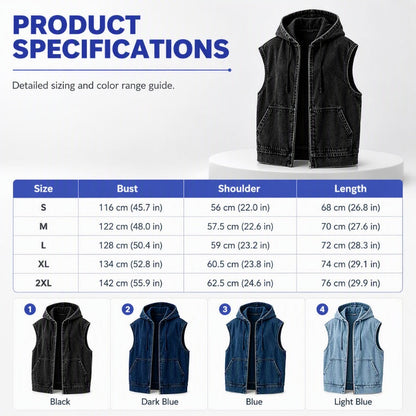 Women's Casual Hooded Denim Vest Jacket
